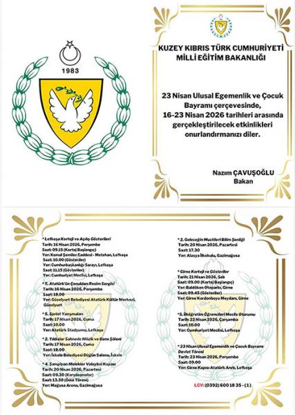 23 Nisan Ulusal Egemenlik ve Çocuk Bayramı, KKTC’de Düzenlenecek Olan Etkinliklerle Kutlanacak